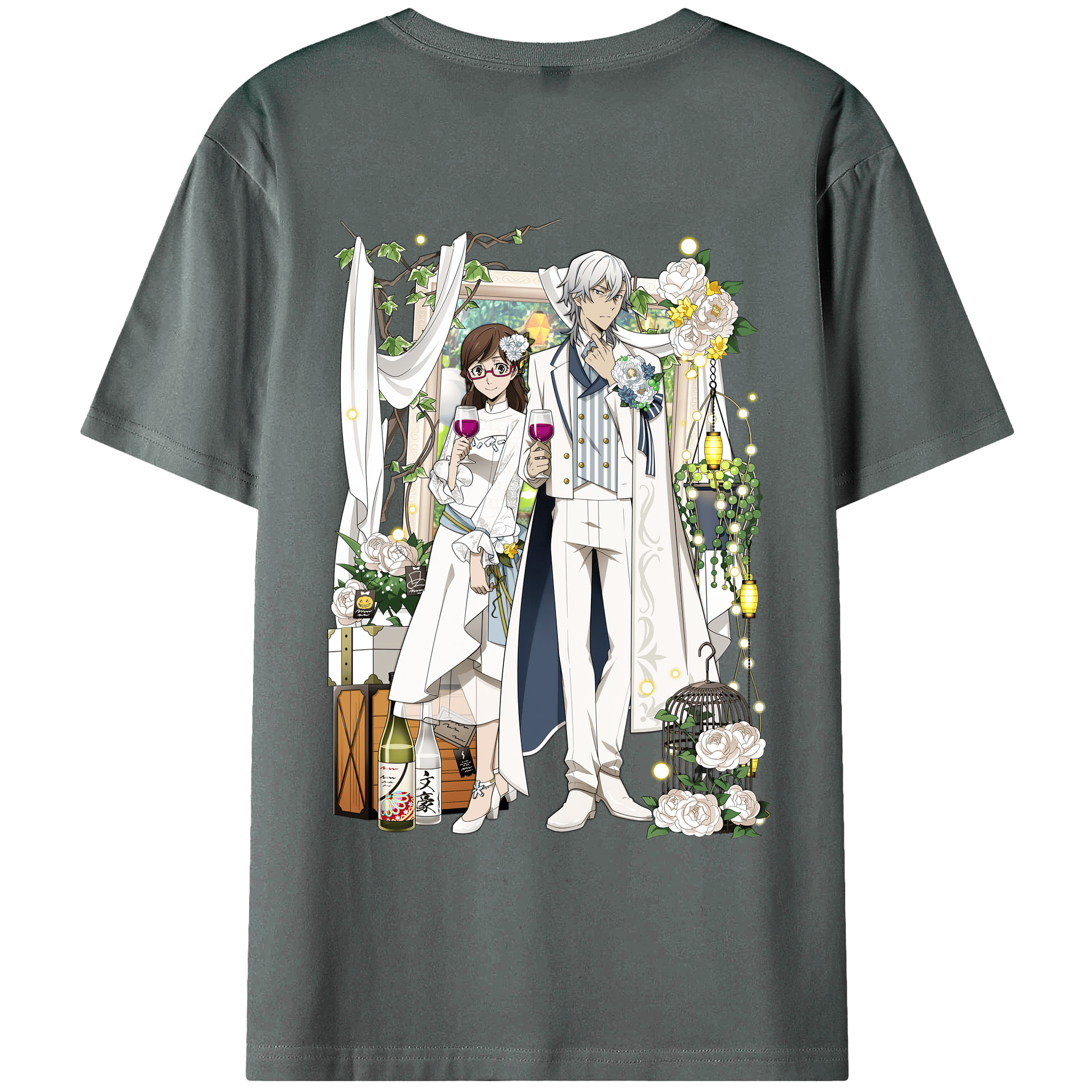 （画像用） 文豪ストレイドッグス Bungo Stray Dogs 綿100％ メンズ半袖Tシャツ（バックプリント） 通気性